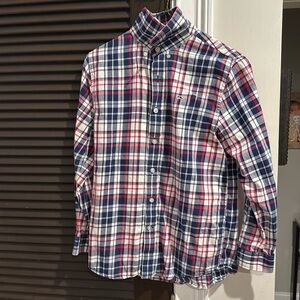 Vineyard vines boys navy and red plaid dress shirt